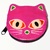 MONEDERO DE PIEL GATO CON CREMALLERA FUCSIA