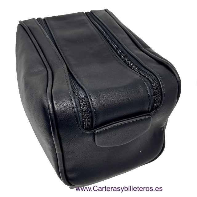 BOLSA DE ASEO GRANDE DE POLIPIEL PARA HOMBRE NEGRO 