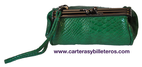 BOLSO BOQUILLA POLIPIEL SERPIENTE VERDE 