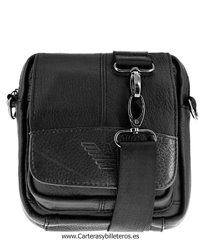 bolso hombre pequeño piel bandolera cinturón