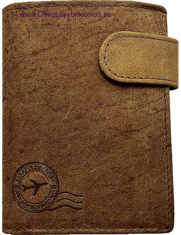 CARTERA BILLETERA DE HOMBRE EN PIEL NATURE CON MONEDERO GRANDE 14 TARJETAS 