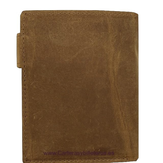 CARTERA BILLETERA DE HOMBRE EN PIEL NATURE CON MONEDERO GRANDE 14 TARJETAS 