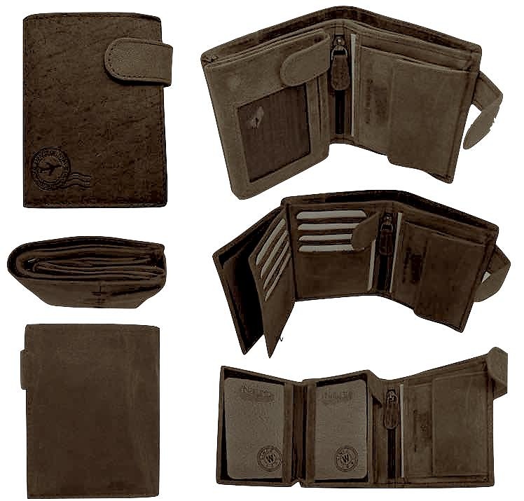 CARTERA BILLETERA DE HOMBRE EN PIEL NATURE CON MONEDERO y 14 TARJETAS 