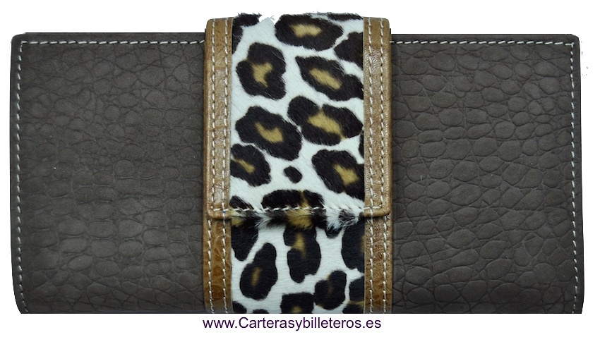 CARTERA BILLETERA PARA MUJER DE PIEL NOBUCK HECHO EN UBRIQUE GRANDE MARRON NOBUCK 