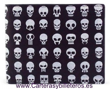 CARTERA CON CALAVERAS PARA HOMBRE HECHA DE PIEL 