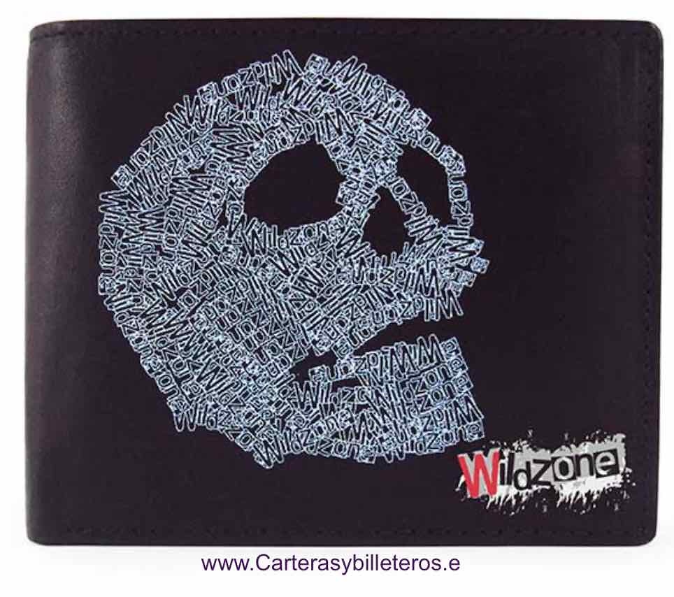 CARTERA CON CALAVERAS PARA HOMBRE HECHA DE PIEL 