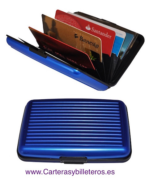 CARTERA DE ALUMINIO TARJETERO ALUMA WALLET AZUL 