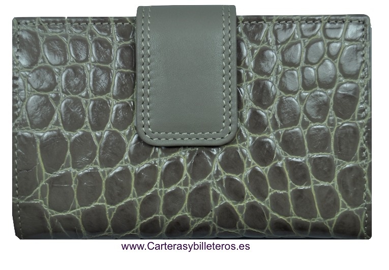 CARTERA DE MUJER DE PIEL COCO CON MONEDERO CREMALLERA TAUPE 