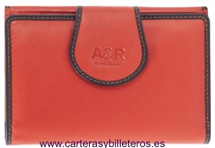 CARTERA DE MUJER DE PIEL CON DOBLE MONEDERO Y TARJETERO 