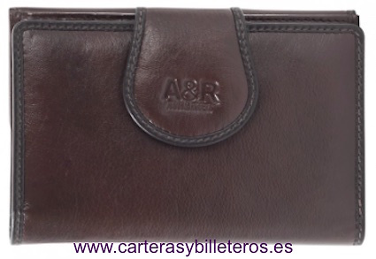 CARTERA DE MUJER DE PIEL CON DOBLE MONEDERO Y TARJETERO 