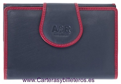 CARTERA DE MUJER DE PIEL CON DOBLE MONEDERO Y TARJETERO 