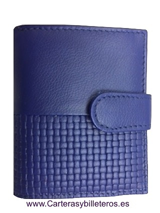 CARTERA DE MUJER PEQUEÑA DE PIEL NAPA DE UBRIQUE AZUL MARINO 