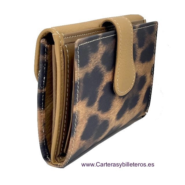 CARTERA GRANDE DE MUJER DE PIEL UBRIQUE DE LEOPARDO ANIMAL PRINT 