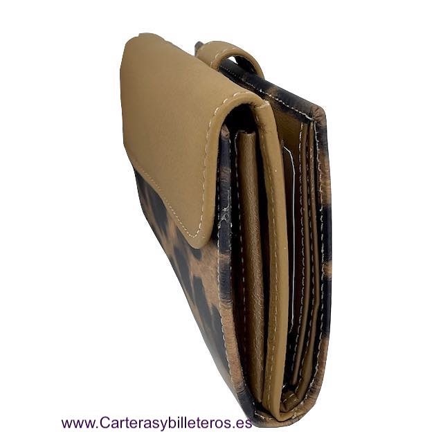 CARTERA GRANDE DE MUJER DE PIEL UBRIQUE DE LEOPARDO ANIMAL PRINT 