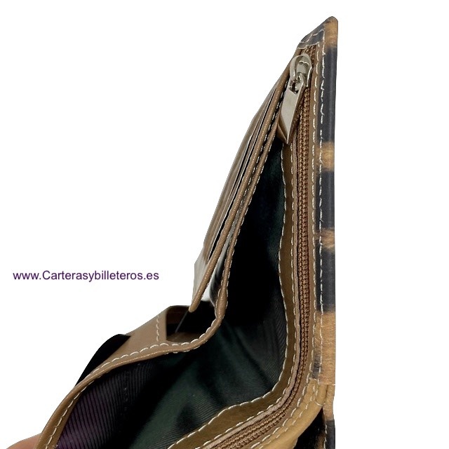 CARTERA GRANDE DE MUJER DE PIEL UBRIQUE DE LEOPARDO ANIMAL PRINT 