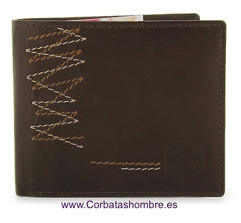 CARTERA HOMBRE CON TARJETERO MUY COMPLETO DE PIEL MARRON 