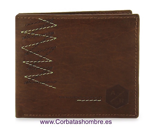 CARTERA HOMBRE CON TARJETERO Y MONEDERO ZIG-ZAG CUERO 