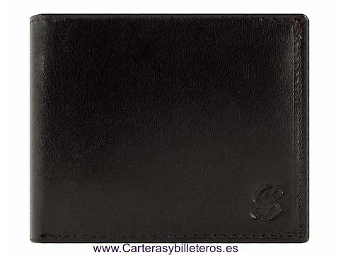 CARTERA HOMBRE DE PIEL CON MONEDERO MEDIANA NEGRO 