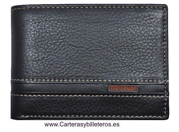 CARTERA HOMBRE PEQUEÑA DE PIEL TITTO BLUNI 7 TARJETAS NEGRA 