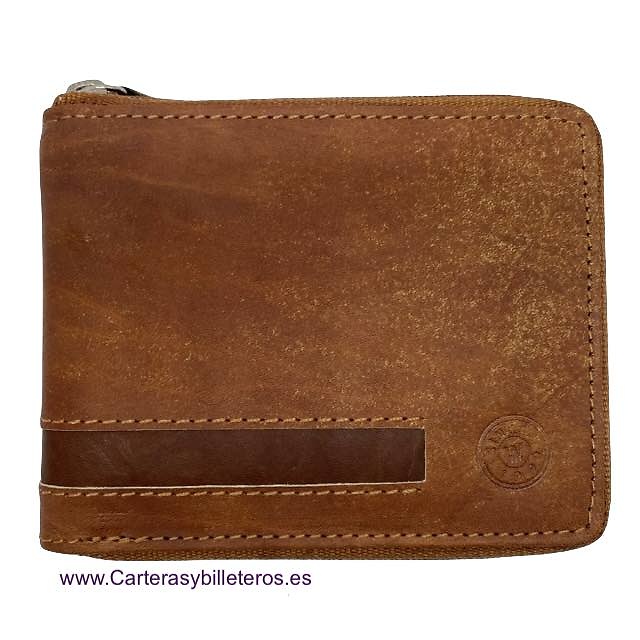 CARTERA HOMBRE PIEL CERRADA POR CREMALLERA CUERO 