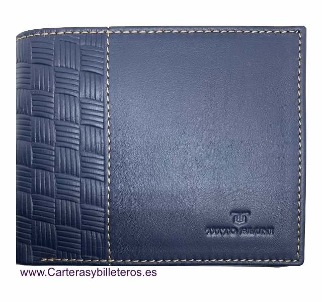 CARTERA HOMBRE TITTO BLUNI DE PIEL CON TARJETERO Y MONEDERO AZUL MARINO 