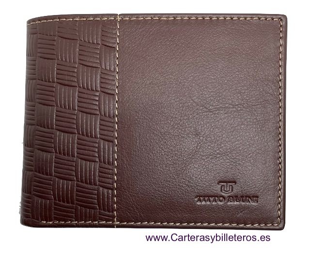 CARTERA HOMBRE TITTO BLUNI DE PIEL CON TARJETERO Y MONEDERO BRANDY 