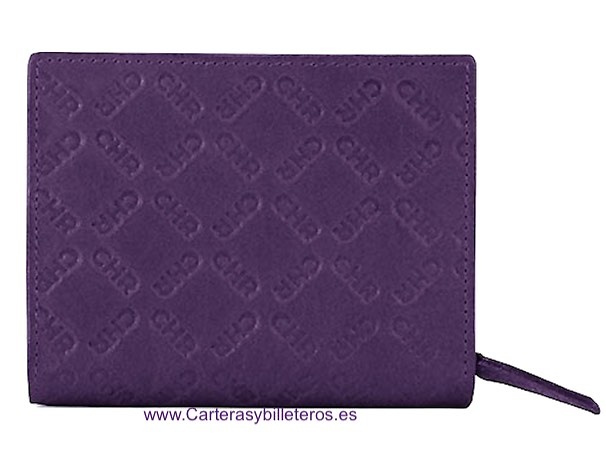 CARTERA MONEDERO DE MUJER CACHAREL CON TARJETERO DE 12 TARJETAS MORADA 