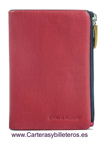 CARTERA MONEDERO DE PIEL EXTRA SUAVE MULTICOLOR ROJO Y OTROS 