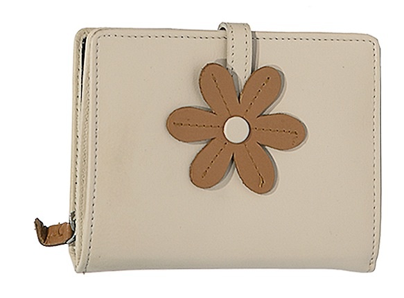 CARTERA MONEDERO DE PIEL GRANDE CON CIERRE MARGARITA BEIGE 