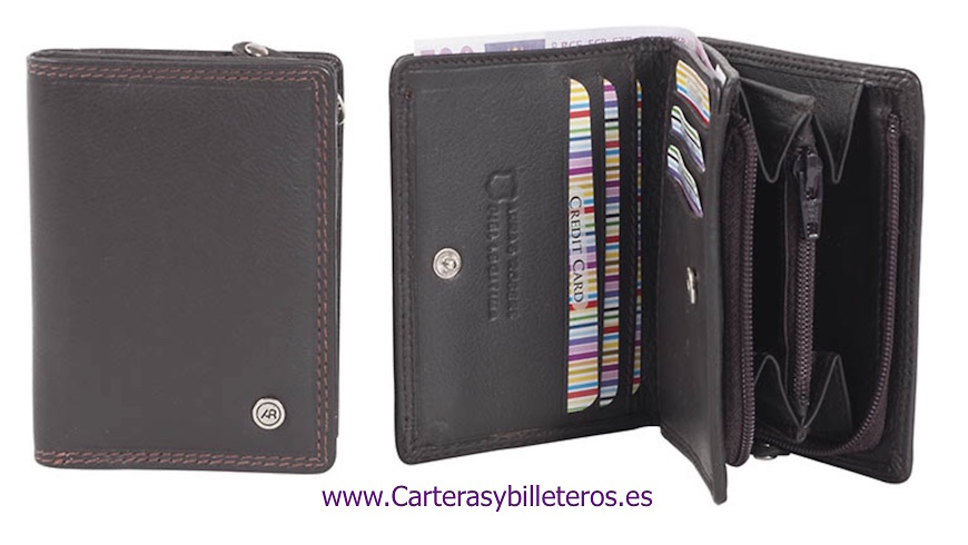 CARTERA MONEDERO EN PIEL LUXURY CON BILLETERO MARRON 