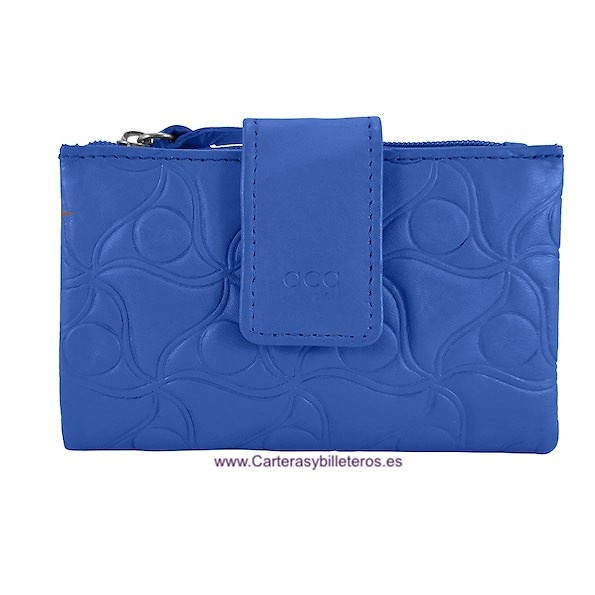 CARTERA MUJER DE PIEL PEQUEÑA COLECCIÓN DIAMOND AZUL 