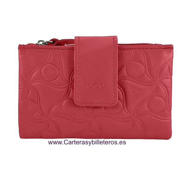 CARTERA MUJER DE PIEL PEQUEÑA COLECCIÓN DIAMOND ROJO 