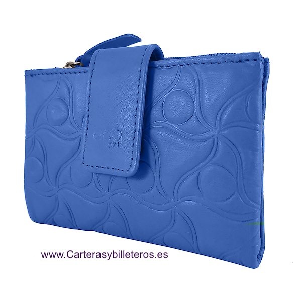 CARTERA MUJER DE PIEL PEQUEÑA COLECCIÓN VENUS AZUL 