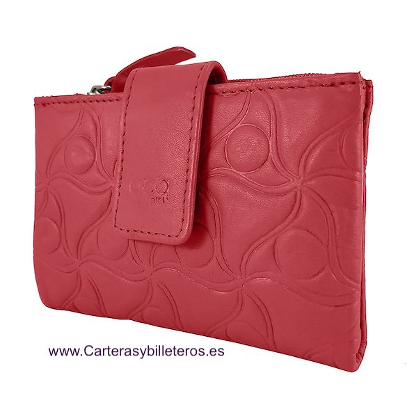 CARTERA MUJER DE PIEL PEQUEÑA COLECCIÓN VENUS ROJO 