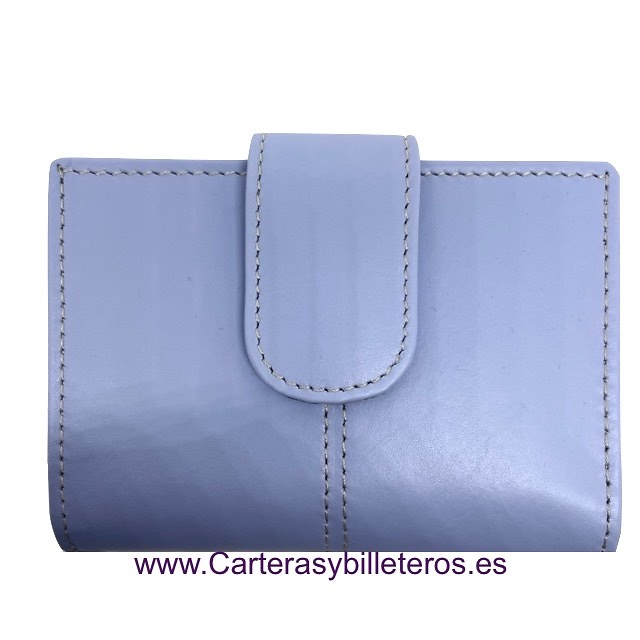 CARTERA MUJER PEQUEÑA DE PIEL UBRIQUE MUY COMPLETA Y GRAN CALIDAD - MUCHOS COLORES- MALVA 