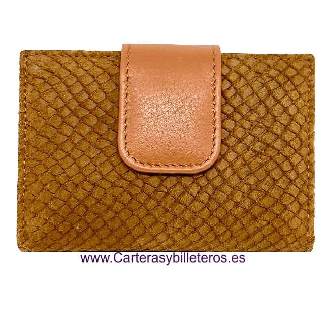 CARTERA MUJER PEQUEÑA DE PIEL UBRIQUE SERPIENTE TERMINACIÓN DE GRAN CALIDAD MUCHOS COLORES SERPIENTE COBRE Y CUERO 