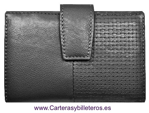 CARTERA MUJER PIEL NAPA TARJETERO MEDIANO NEGRO 