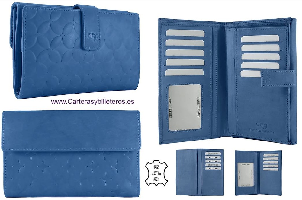 CARTERA MUY GRANDE DE MUJER EN PIEL CON GRAN CAPACIDAD AL LLEVAR TARJETERO ADICIONAL EXTRAIBLE = 2 PIEZAS 