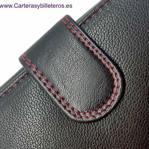 CARTERA PEQUEÑA MUY COMPLETA PARA MUJER DE PIEL MARRÓN ROJO 