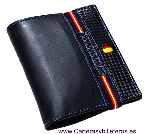 CARTERA TARJETERO BILLETERO DE PIEL NAPALUX CON BANDERA 10 TARJETAS 