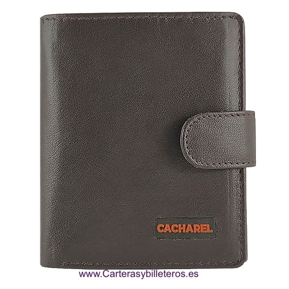 CARTERA TARJETERO CACHAREL DE PIEL NAPALUX 13 TARJETAS LOGO SILICONA MARRÓN 