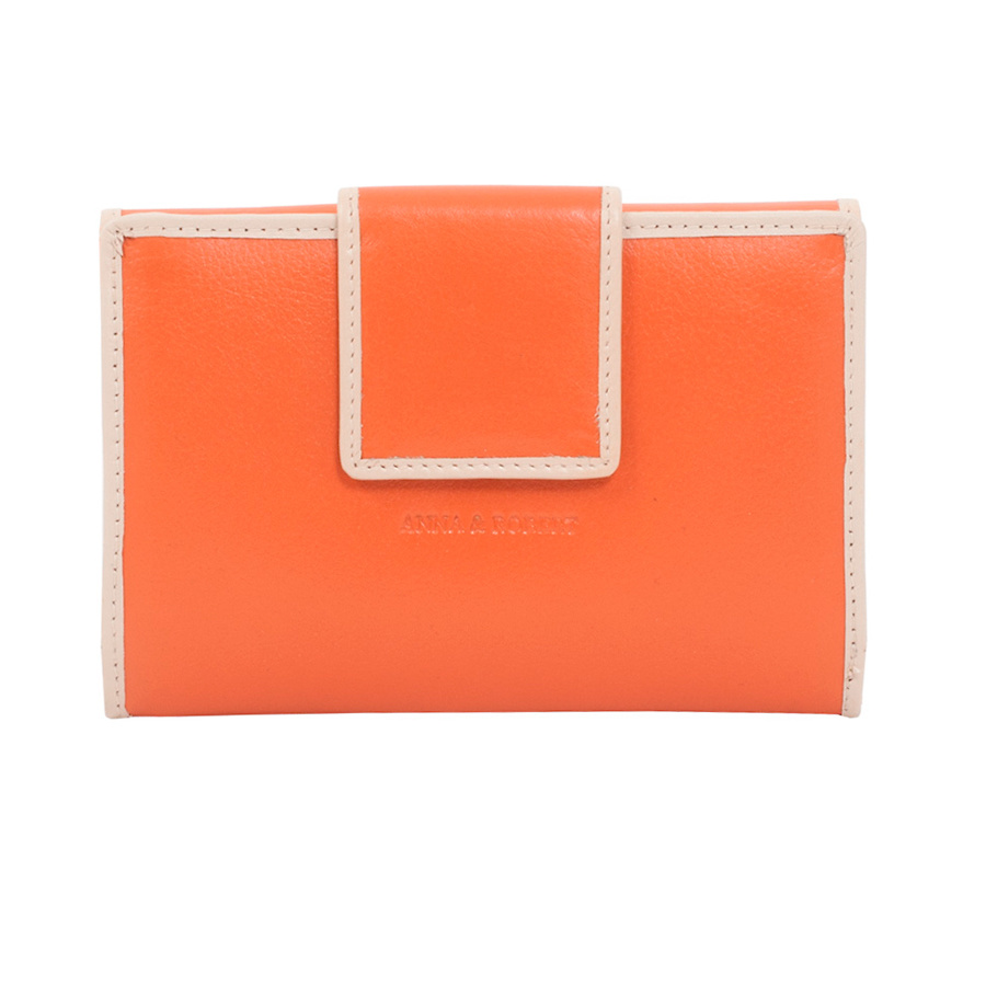 CARTERA TARJETERO CON MONEDERO DE PIEL NAPALUX NARANJA 