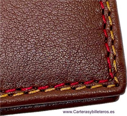 CARTERA TARJETERO DE HOMBRE CASUAL TITTO BLUNI DE PIEL LUXURY 16 TARJETAS BRANDY 