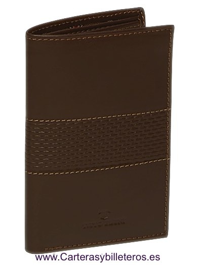 CARTERA TARJETERO HOMBRE TITTO BLUNI DE PIEL LUXURY 16 TARJETAS MARRON 