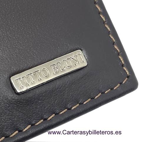 CARTERA TARJETERO HOMBRE TITTO BLUNI ELEGANT DE PIEL LUXURY 16 TARJETAS MARRON 