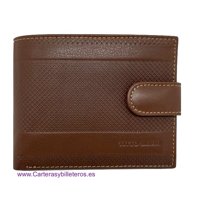 CARTERAS DE HOMBRE PIEL LUXURY GRABADA MARCA TITTO BLUNI BRANDY 