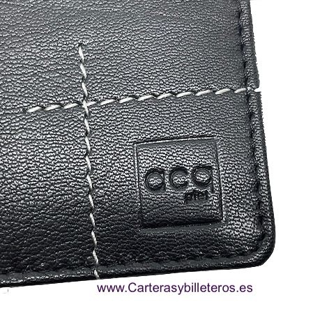 MINI CARTERA DE HOMBRE EN PIEL NAPA MUY COMPLETA NEGRO 