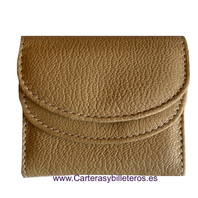 MONEDERO DE PIEL CON BILLETERO MINI BEIGE 