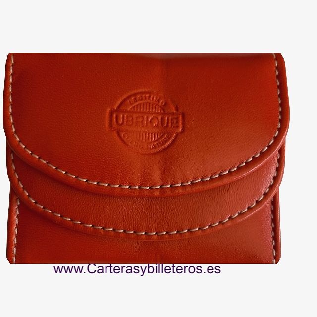 MONEDERO DE PIEL CON BILLETERO MINI NARANJA 