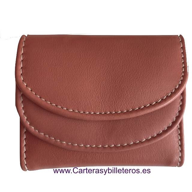MONEDERO DE PIEL CON BILLETERO MINI NUDÉ NATURAL 